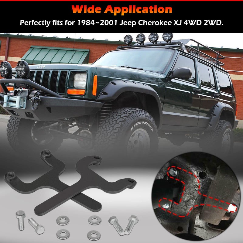 Bonbo Rear Bar Pin Flag Nut Kits for Jeep - Fix Rear Upper Shock Mount, Suitable for 1984-2001 Cherokee XJ-1082 4WD 2WD (Black, 2-Set) - Image 3